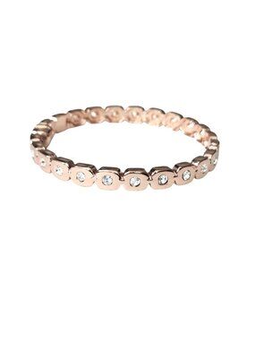 Premier Designs Rose Gold Rhinestone Hinged 7" Bangle Bracelet
